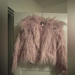 Faux fur pink jacket forever 21